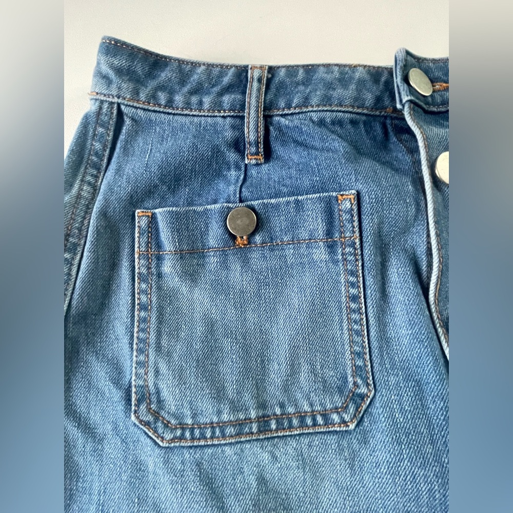 LOFT Ann Taylor Blue Jean Short Denim Skirt Raw Hem Pockets Size 8 New - Picture 10 of 16